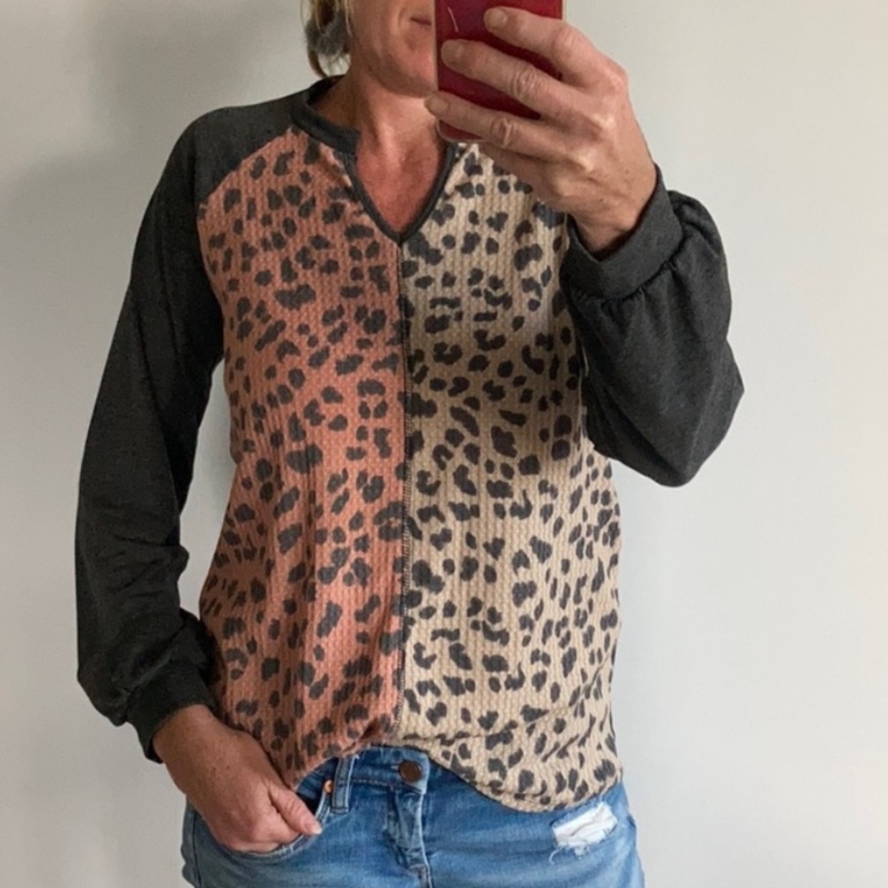 Animal Print, Long Sleeve Top - Picture 1 of 8